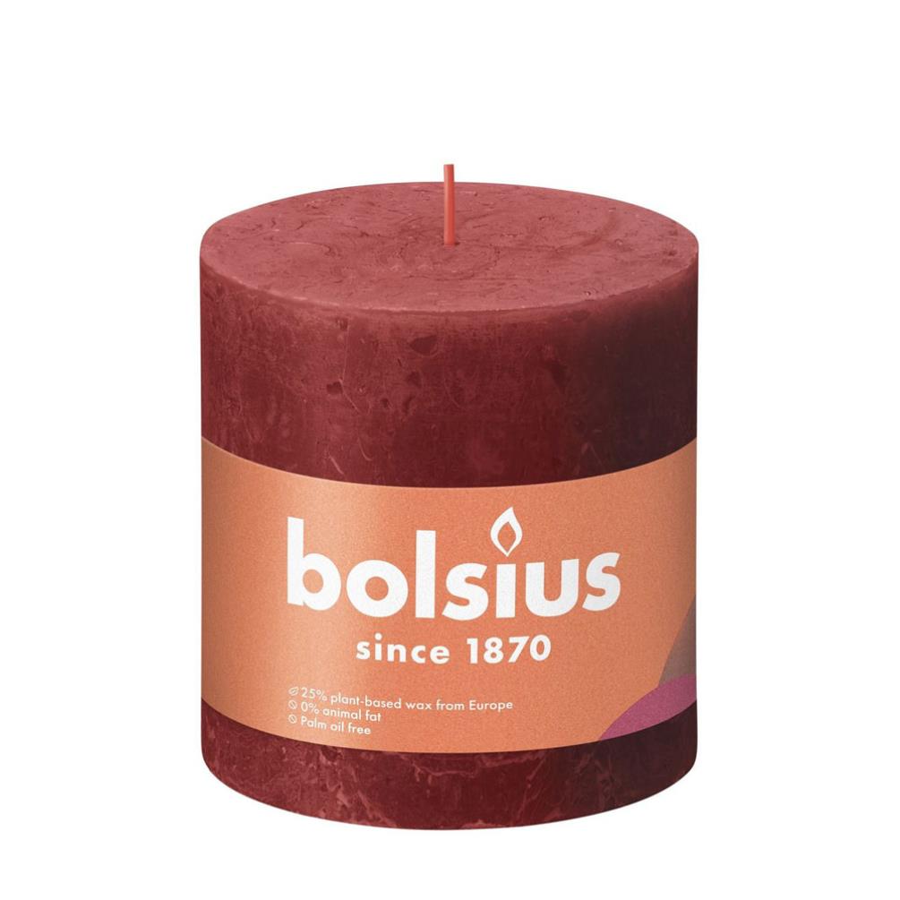 Bolsius Delicate Red Rustic Shine Pillar Candle 10cm x 10cm £10.34